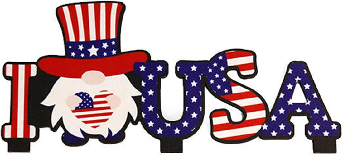 BILIKEYU July 4 Independence Day Wooden Decoration: American Holiday Party Decoration Supplies Memorial Red White And Blue Tabletop Decoration Independence Day Decor (A, One Size)