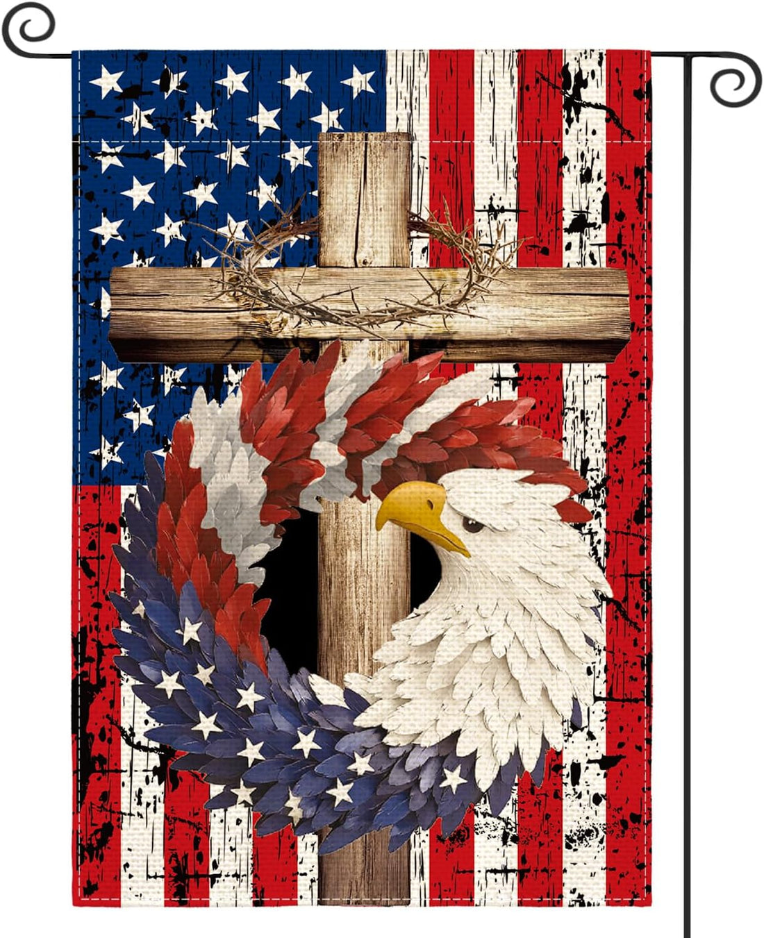 AVOIN colorlife Patriotic Stars and Stripes Eagle Wreath Garden Flag 12x18 Inch Double Sided Outside, USA 4th of July Memorial Day Independence Day Watercolor Yard Outdoor Decoration