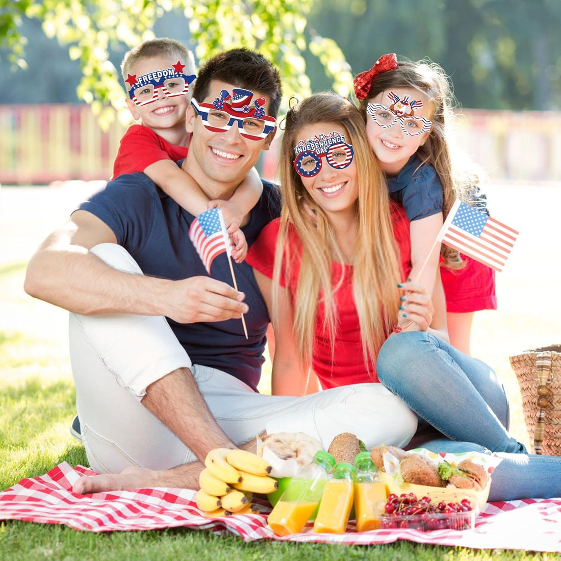 Red White and Blue Decorations, Memorial Day Party, Independence Day, Paper Glasses, Photo Background Props Decor, Eyewear